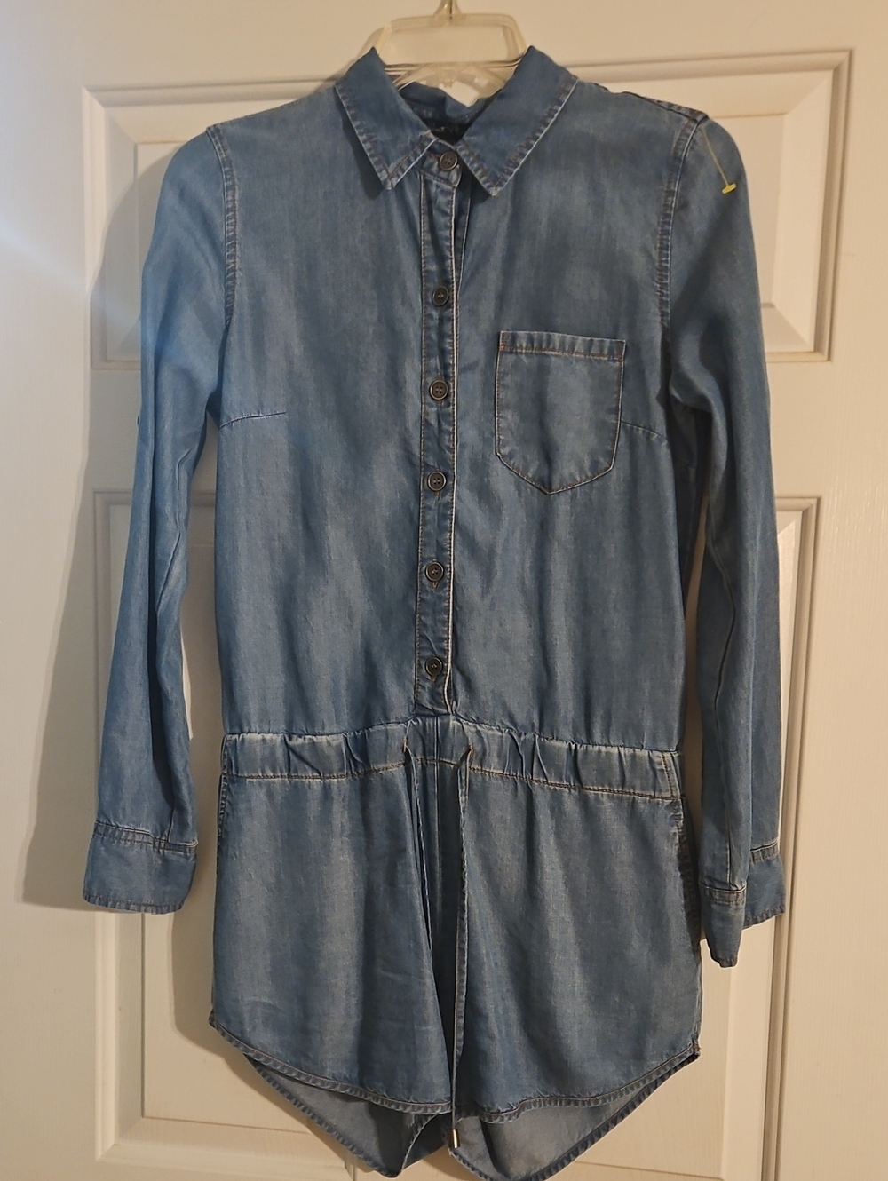 Velvet Hwart Denim Button-Front Romper / Tunic in Light Blue XS